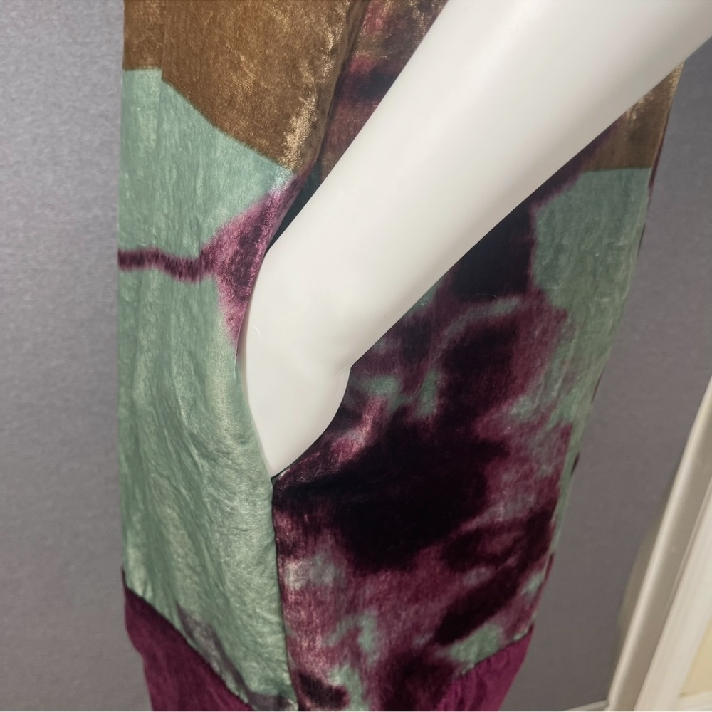 Etro Orange and Purple abstract Sleeveless velvet Mini Dress - Picture 7 of 12